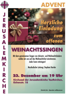 Weihnachtssingen am 23. Dezember